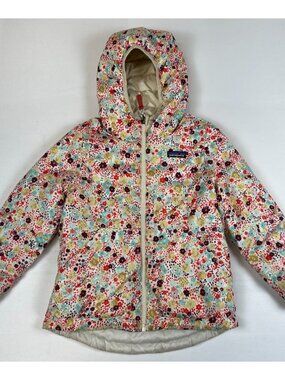 Patagonia Kids Small Down Hi-Loft Hoody Jacket Floral Puffer